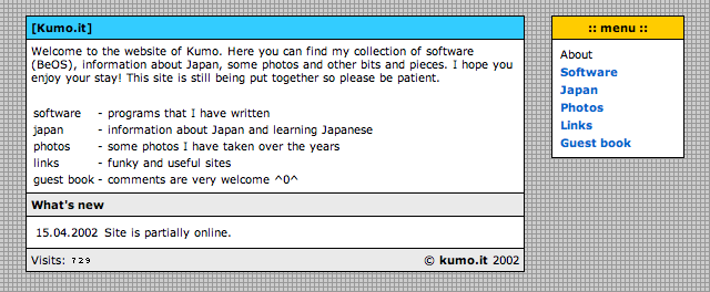 [kumo.it] website in June 2002